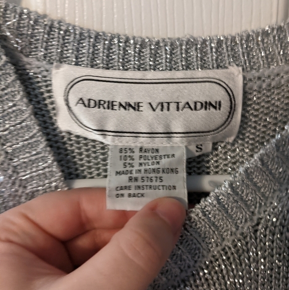 Vintage 60s GoGo Style Silver Sparkly Sleeveless Adrienne Vittadini Dress Size S - Picture 2 of 6